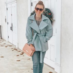 Blue belted coat